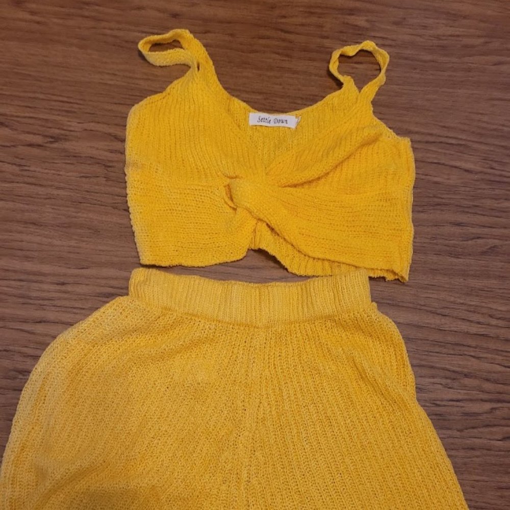 Summer shorts and spaghetti strap crop top